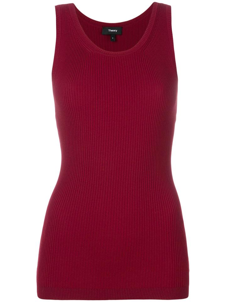 Theory Racerback Knitted Tank Top - Red