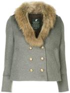 Loveless Fur Collar Double-breasted Jacket - Grey