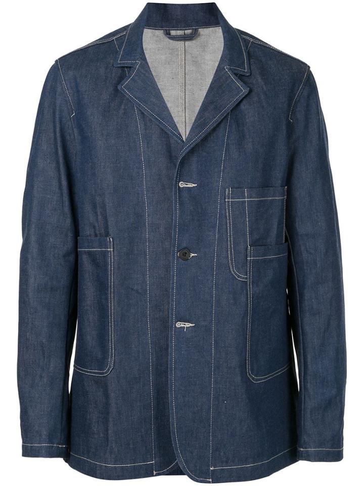 E. Tautz Contrast Stitching Blazer - Blue