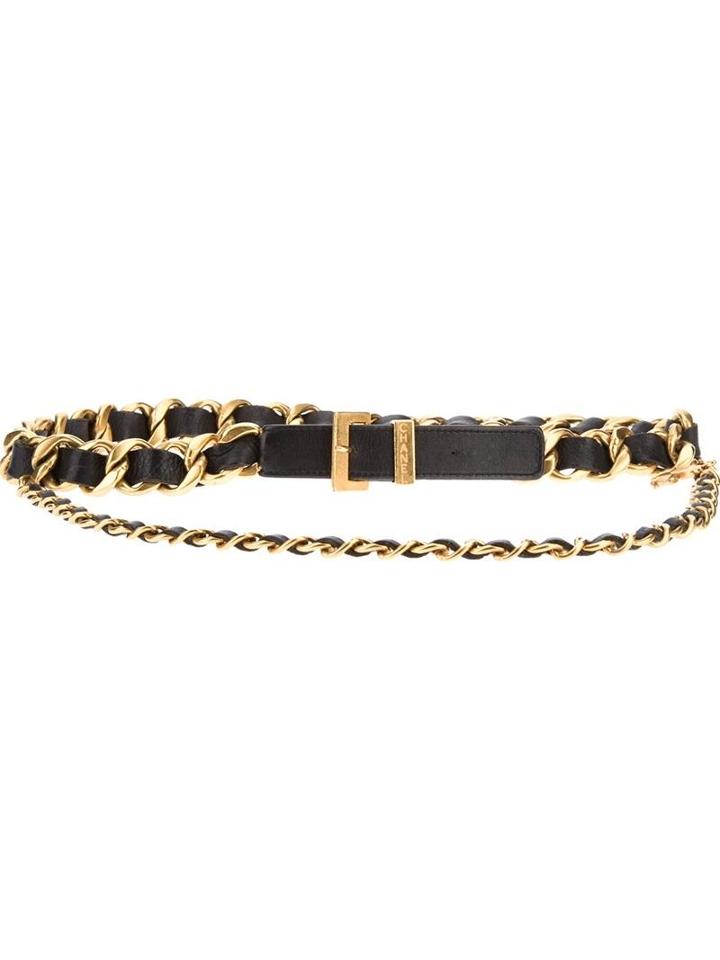Chanel Vintage Leather And Chain Belt