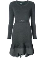 Paule Ka Belted Waistline Knitted Dress - Grey