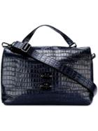 Zanellato Flap Closure Tote Bag, Adult Unisex, Blue, Leather