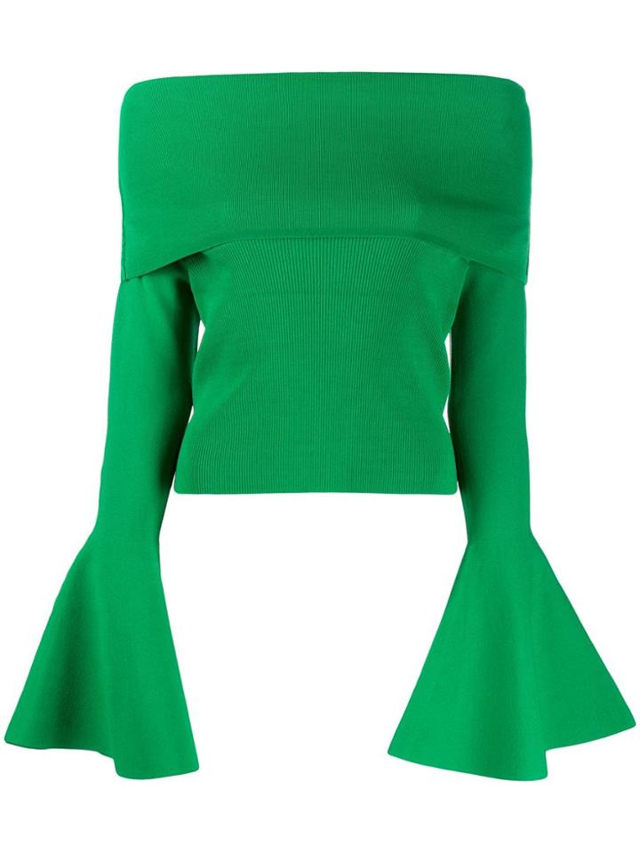 Solace London Off-shoulder Sweater - Green