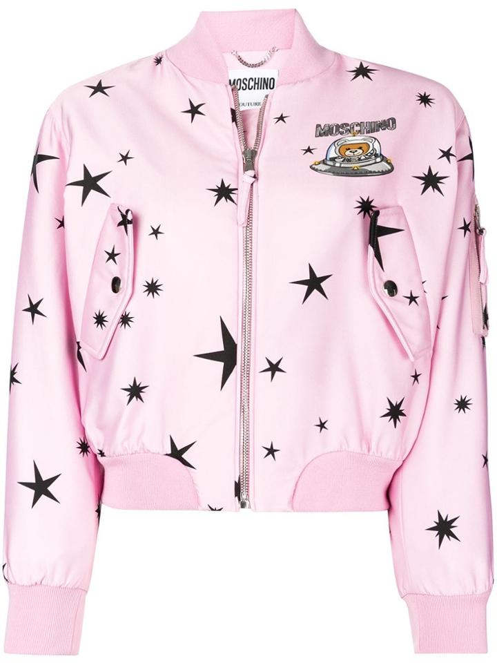 Moschino Star-print Bomber Jacket - Pink & Purple