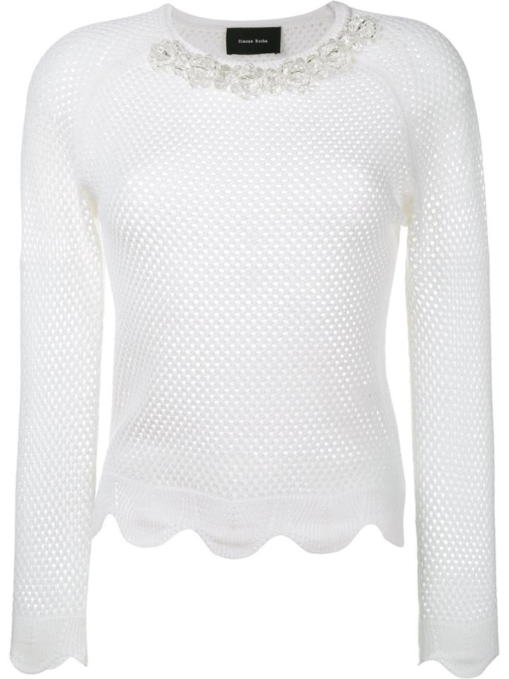 Simone Rocha Open Knit Embellished Jumper - Nude & Neutrals