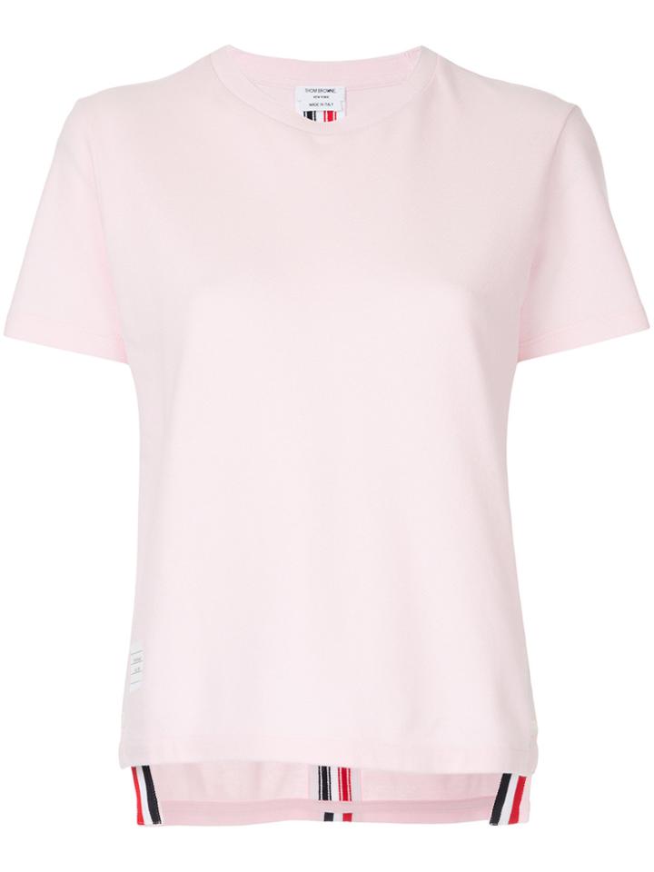 Thom Browne Relaxed Fit Short Sleeve Tee With Red, White And Blue
