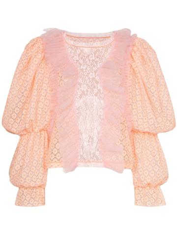 Victor & Rolf Pouf Sleeve Lace Top - Orange