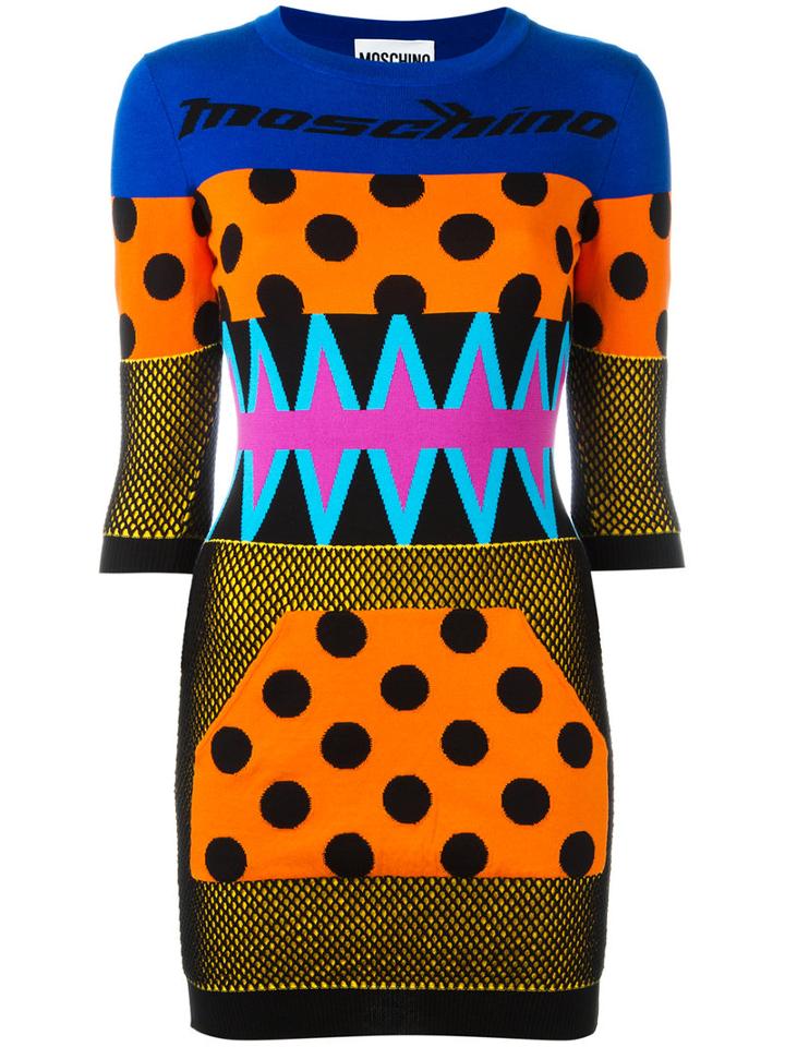 Moschino Patchwork Effect Knitted Dress, Women's, Size: 40, Cotton