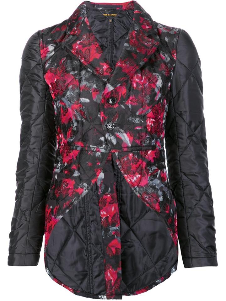 Comme Des Garçons Floral Quilted Jacket - Black