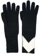 Moncler Gamme Bleu Ribbed Intarsia Gloves, Men's, Size: Medium, Blue, Virgin Wool