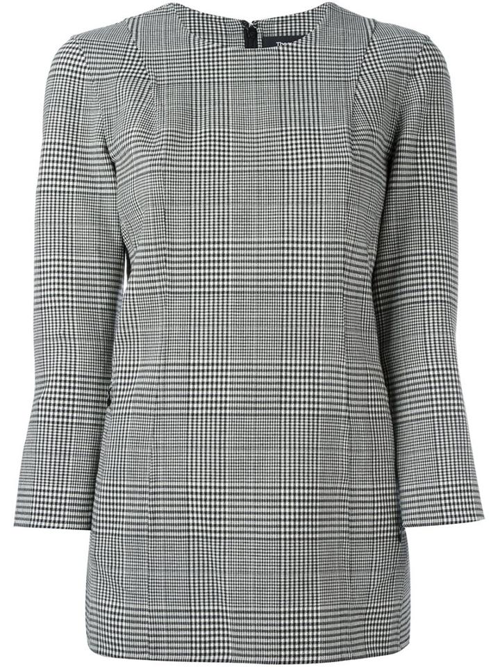 Theory Three-quarters Sleeved Plaid Blouse