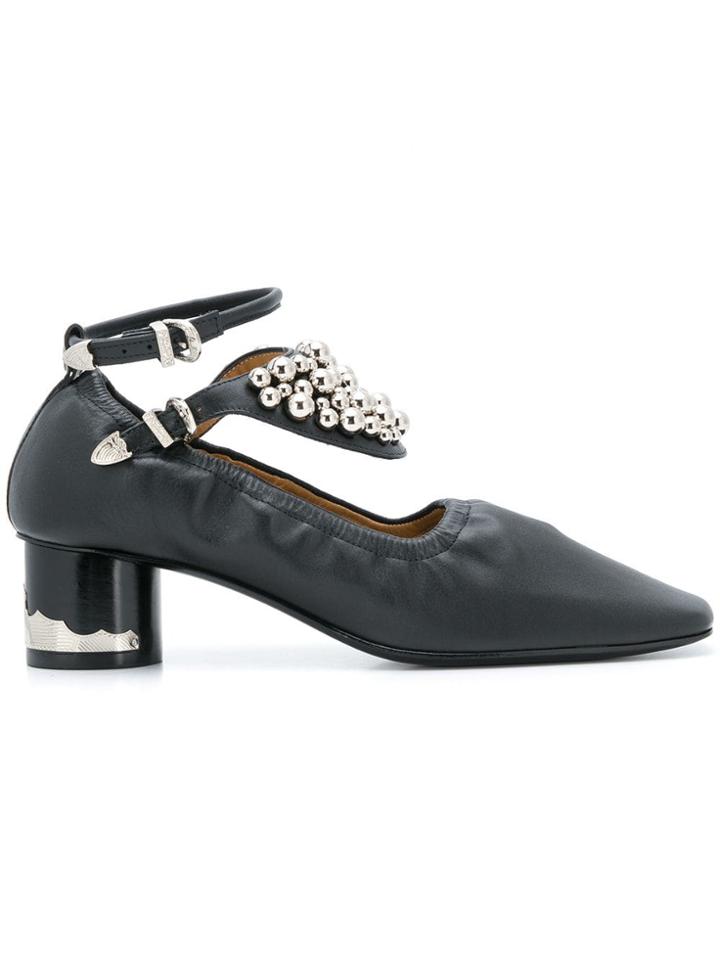 Toga Pulla Embellished Ankle Strap Pumps - Black