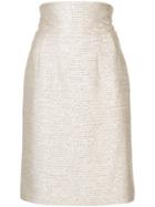 Oscar De La Renta Sequined Fitted Skirt - Yellow & Orange