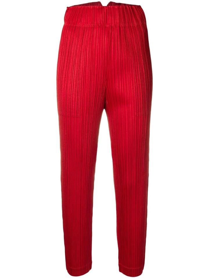 Pleats Please By Issey Miyake Micro-pleated High-waist Trousers - Red