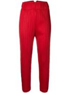 Pleats Please By Issey Miyake Micro-pleated High-waist Trousers - Red