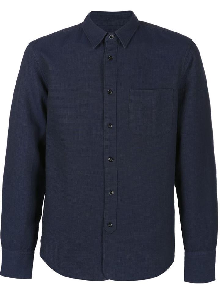 Rag & Bone Button Placket Shirt, Men's, Size: L, Blue, Cotton