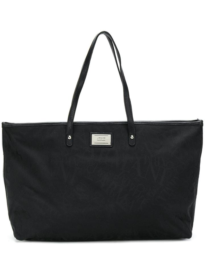 Armani Collezioni Logo Pattern Tote Bag - Black