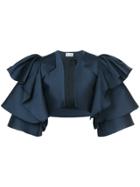 Dice Kayek Large Ruffle Sleeve Jacket - Blue