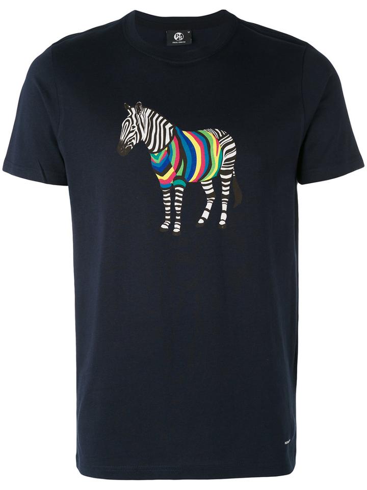 Ps By Paul Smith - Zebra Print T-shirt - Men - Cotton - Xl, Blue, Cotton