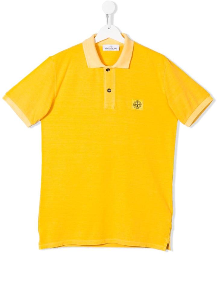 Stone Island Junior Yellow Logo Polo Shirt