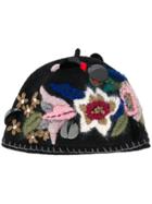 Le Chapeau Embroidered Floral Hat - Black