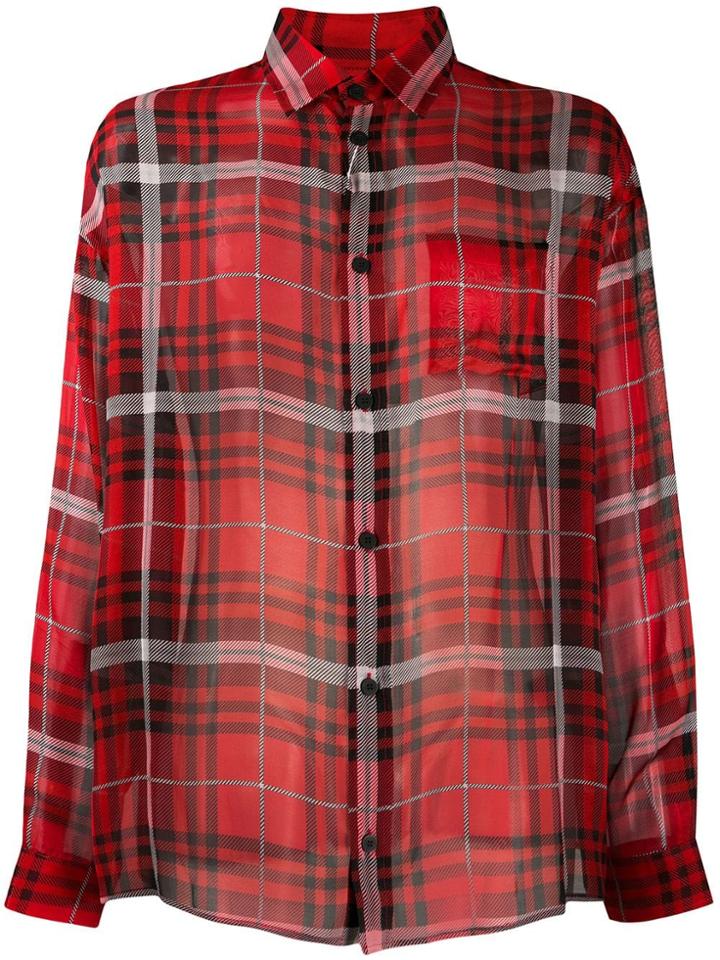 424 Plaid Button-front Shirt - Red