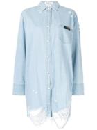 Ground Zero Cut-out Denim Shirt - Blue