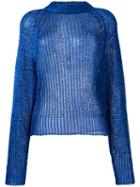 Balmain Open Knit Jumper, Women's, Size: 38, Blue, Polyamide/polyester/viscose