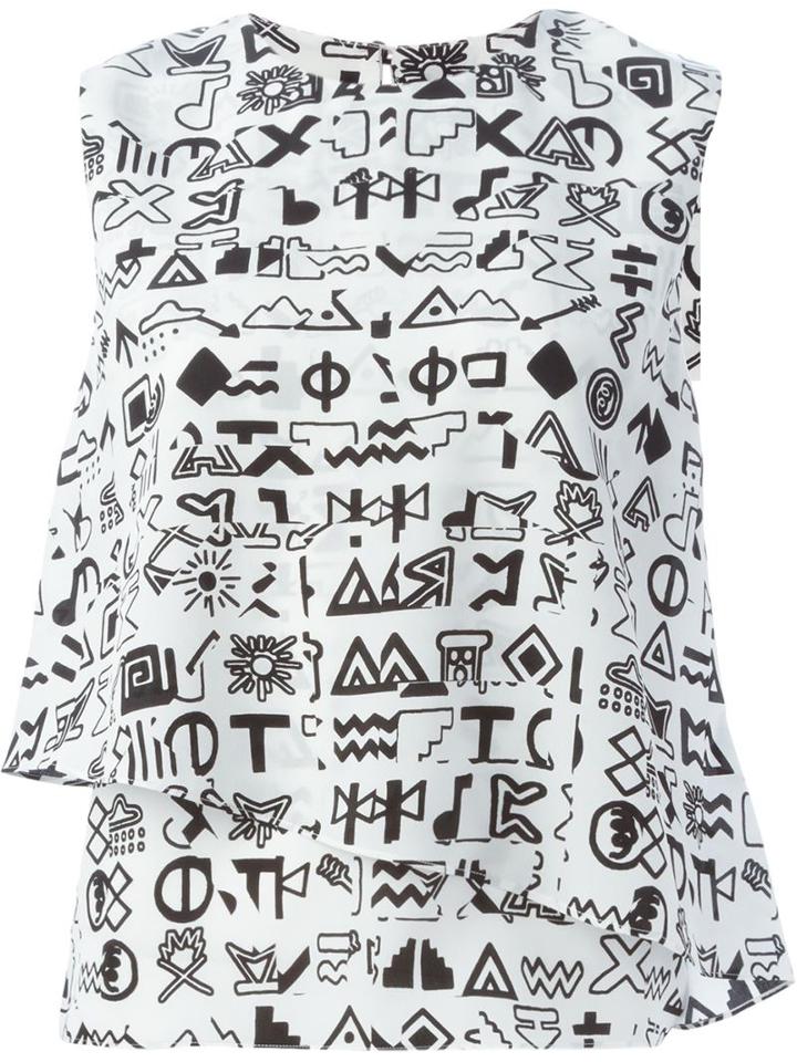Kenzo Symbols Top, Women's, Size: 36, White, Silk