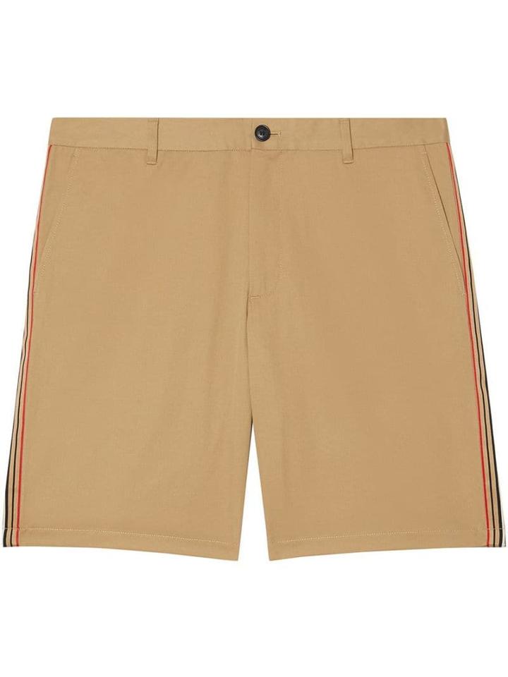 Burberry Icon Stripe Detail Cotton Twill Chino Shorts - A1366