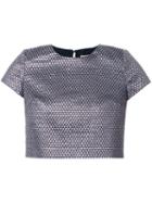 Ingie Paris Woven Effect Crop T-shirt, Women's, Size: 38, Grey, Polyester/metallized Polyester/acrylic/wool