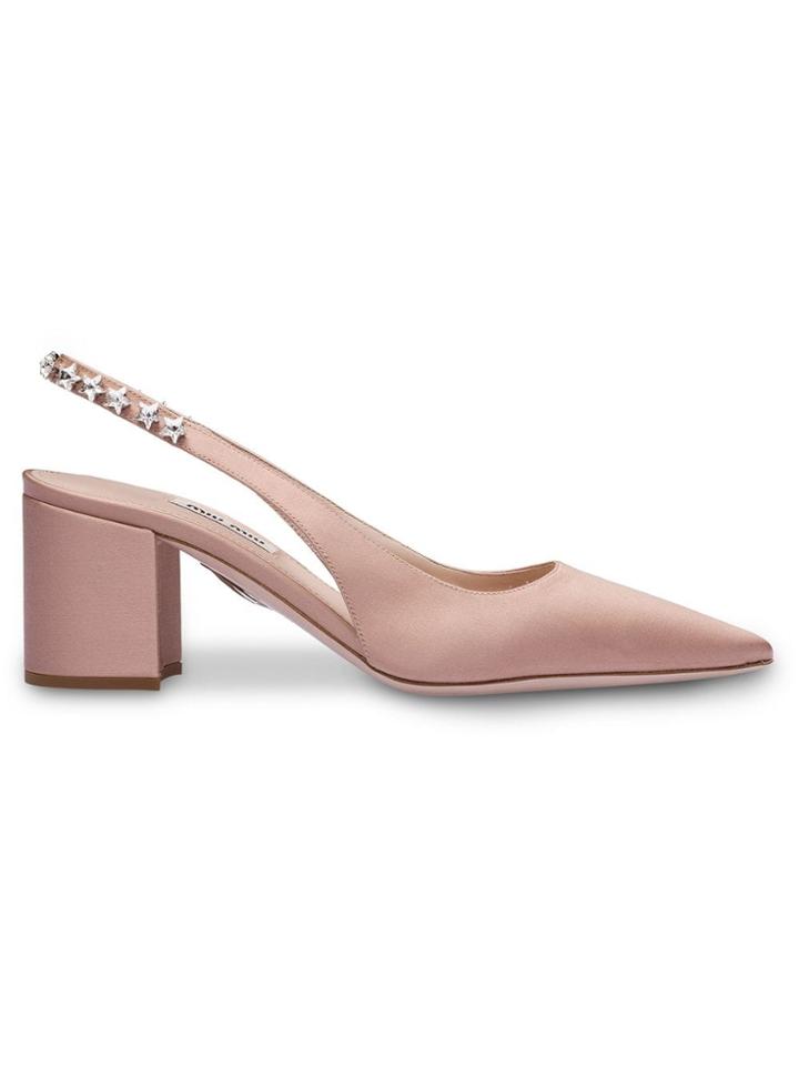Miu Miu Satin Slingbacks - F0a48 Nude Beige