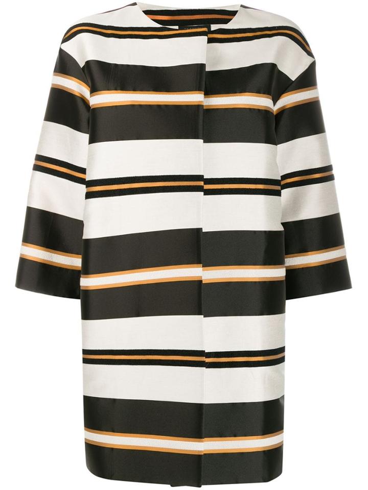 Antonelli Genova Striped Coat - Black