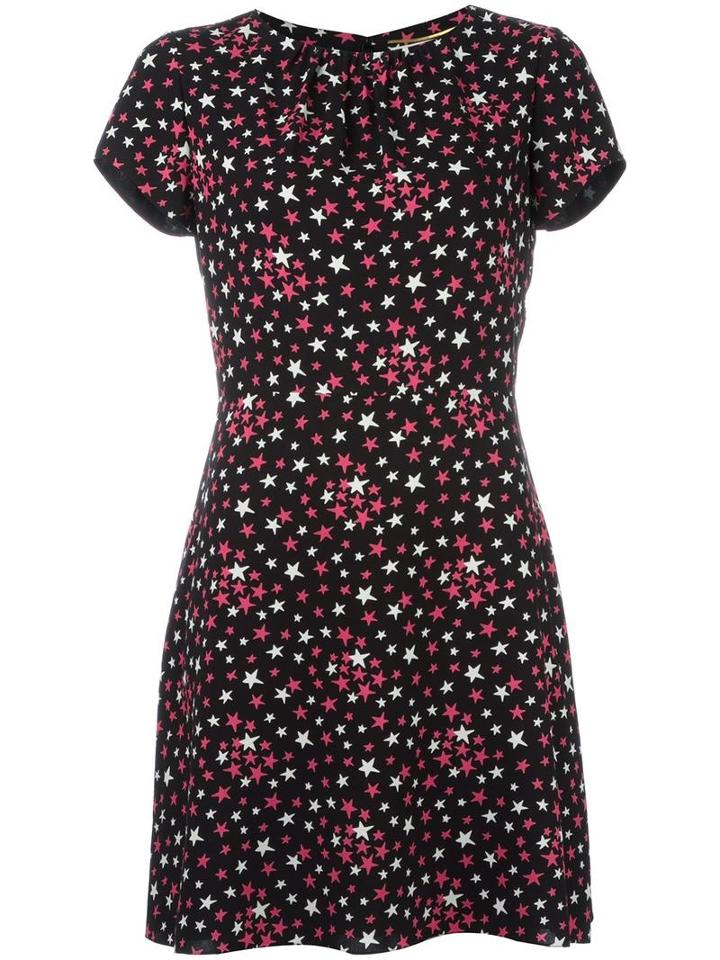 Saint Laurent Star Print Shift Dress, Women's, Size: 38, Black, Viscose/silk