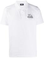 Karl Lagerfeld Logo Print Polo Shirt - White