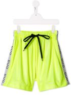Natasha Zinko Kids Polka-dot Logo Shorts - Yellow
