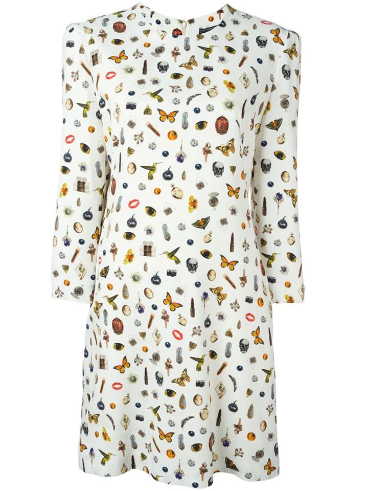 Alexander Mcqueen 'obsession' Print Dress - Nude & Neutrals