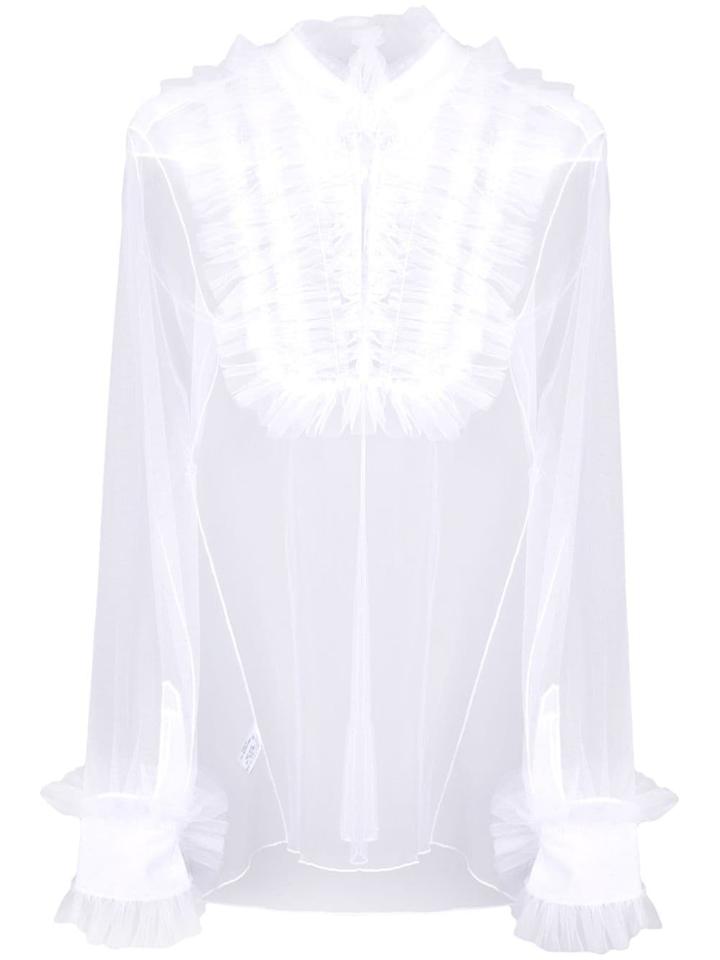 Victor & Rolf Sheer Ruffled Blouse - White