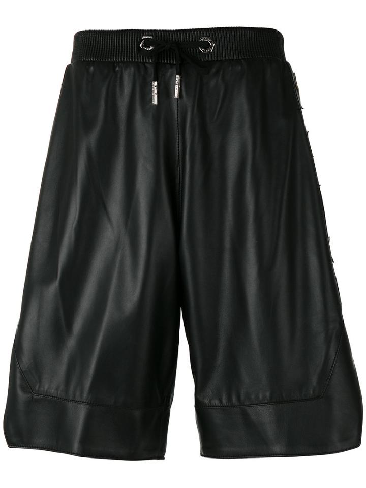 Philipp Plein - Gold Star Shorts - Men - Lamb Skin/viscose - M, Black, Lamb Skin/viscose
