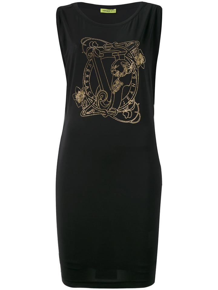 Versace Jeans - Logo Print Dress - Women - Spandex/elastane/viscose/polyimide - 42, Women's, Black, Spandex/elastane/viscose/polyimide