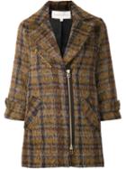 Veronica Beard Plaid Zip Up Coat, Women's, Size: 8, Nude/neutrals, Nylon/mohair/alpaca/virgin Wool