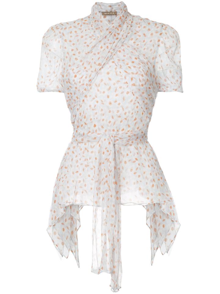 Nehera Belted Wrap Collar Blouse - Yellow & Orange