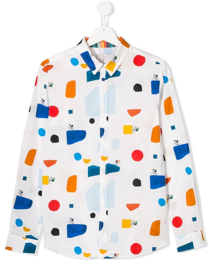 Paul Smith Junior Cyclist Print Shirt - White