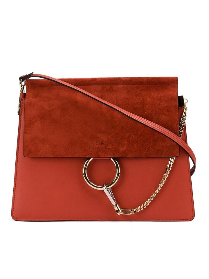 Chloé 'faye' Shoulder Bag, Women's, Red, Calf Suede/calf Leather