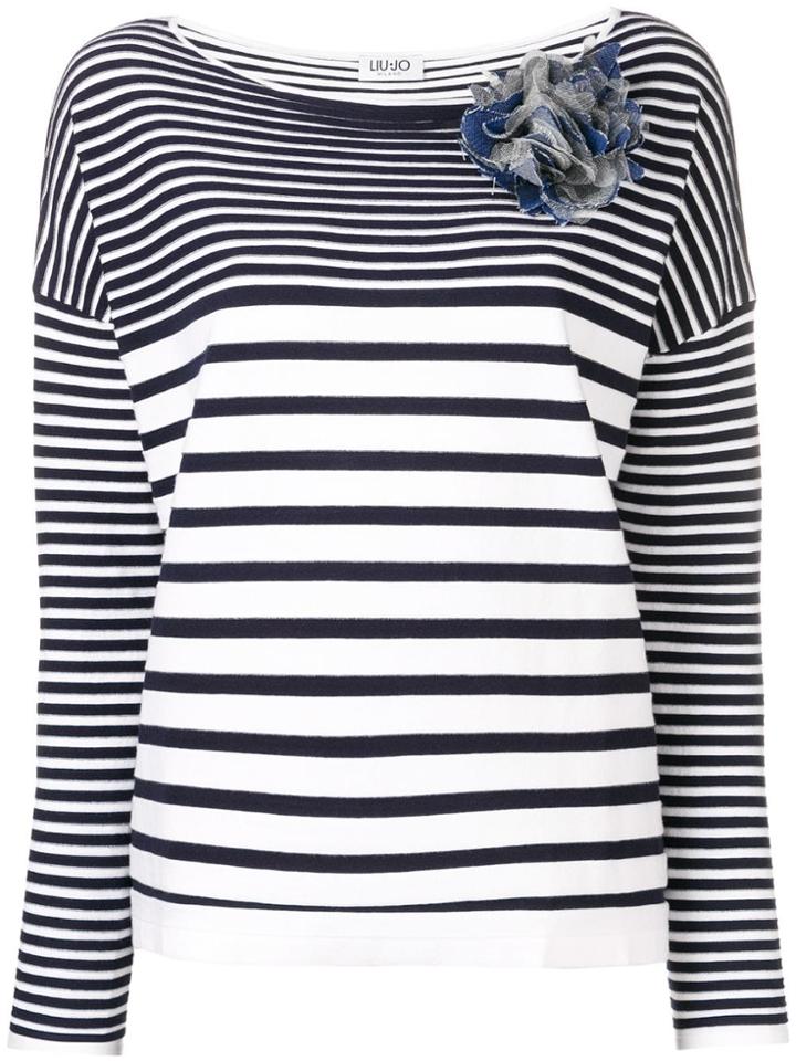 Liu Jo Boat Neck Striped Top - White