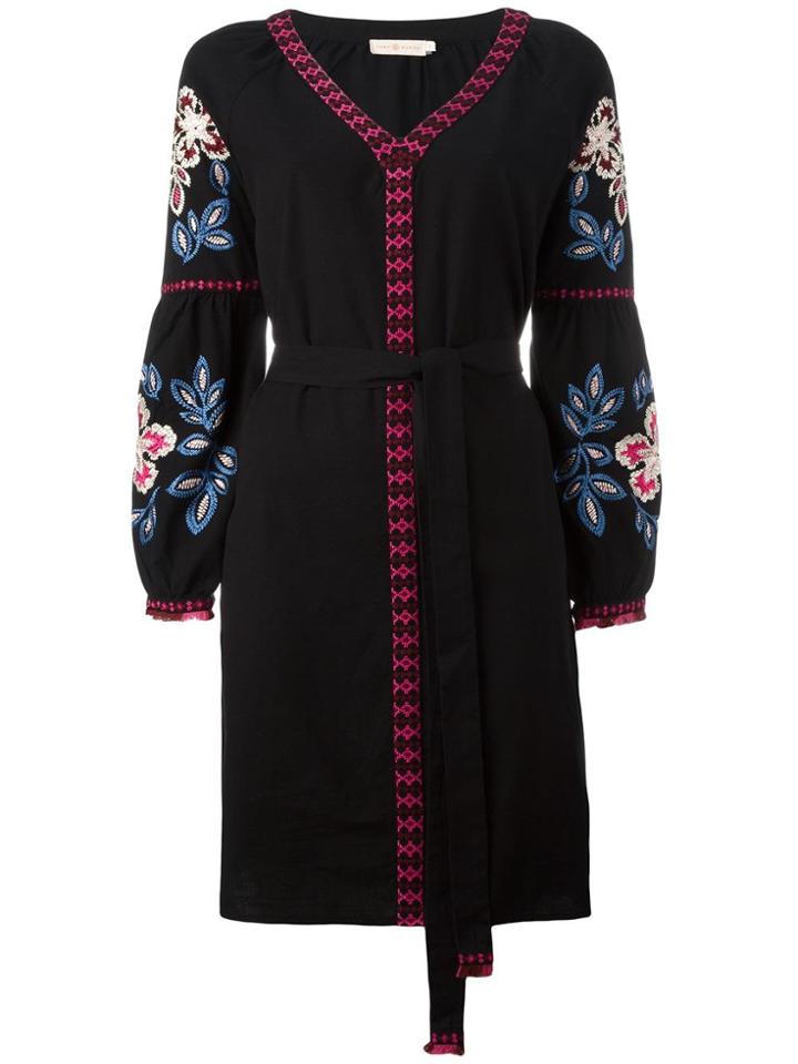 Tory Burch Flower Embroidered Dress - Black