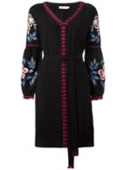 Tory Burch Flower Embroidered Dress - Black