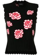 Simone Rocha Rose Scalloped Knitted Top - Black