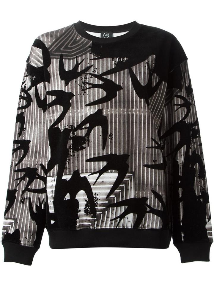 Mcq Alexander Mcqueen Swallow Motif Sweatshirt, Women's, Size: Medium, Black, Cotton