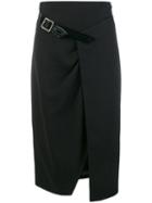 Givenchy Wool Cross-over Mid-length Skirt - Black
